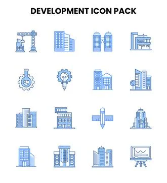 Development Two Colour Design Icons Pack Illustrazione stock