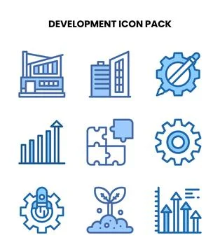 Development Two Colour Design Icons Pack Stock Illustration