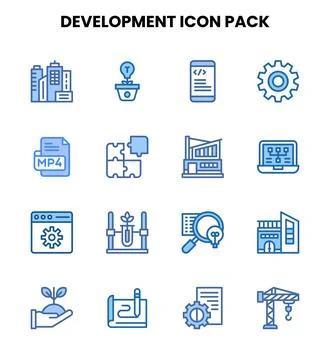 Development Two Colour Graphics Icons Pack Illustrazione stock