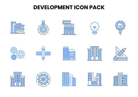 Development Two Colour Graphics Icons Pack Stock Illustration