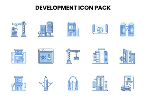 Development Two Colour Graphics Icons Pack Stockillustratie