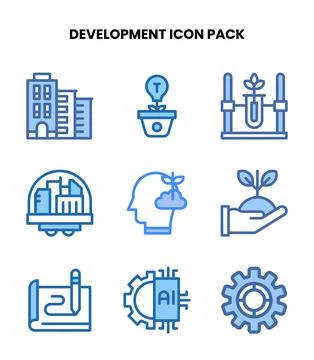 Development Two Colour Scalable Icons Pack Stock Illustration