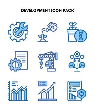 Development Two Colour Set Icons Pack Stockillustratie