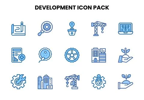 Development Two Colour UI Icons Pack Stock Illustration