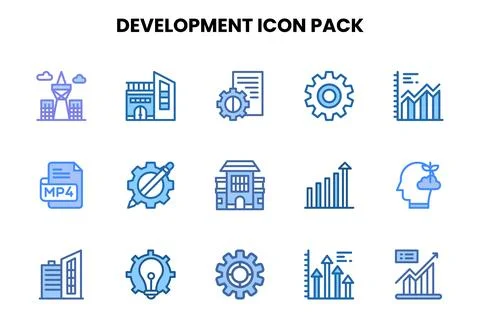 Development Two Colour UI Icons Pack 库存插图