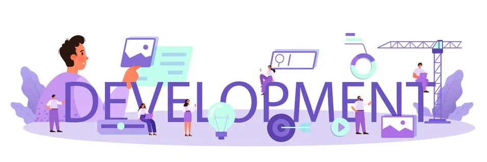 Development typographic header. Presenting content on web pages. 스톡 일러스트