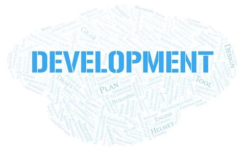 Development typography word cloud create with the text only Stock Illustration