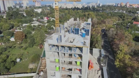 Development. Unfinished building. 库存影片 163089522