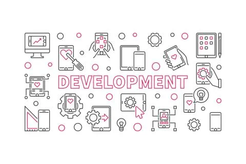 Development vector concept outline horizontal illustration Stockillustratie