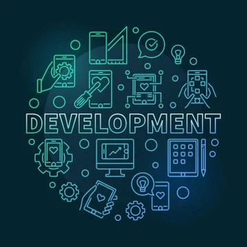 Development vector round modern colored linear illustration イラスト素材