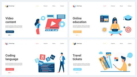 Development of video content and programming and coding language, online Stock-Illustration