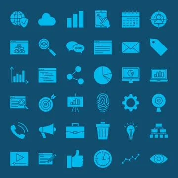 Development Web Glyphs Icons Illustrazione stock