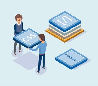 Development of Web Sites, Developers with Blocks Stockillustratie