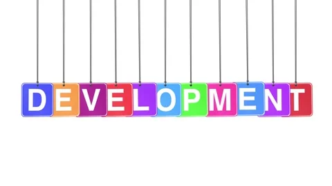 Development Word or Text Hang and Bouncing Animation on White Background Stock Footage 302030531