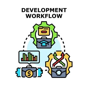 Development workflow process steps creating business growth Stock Illustration