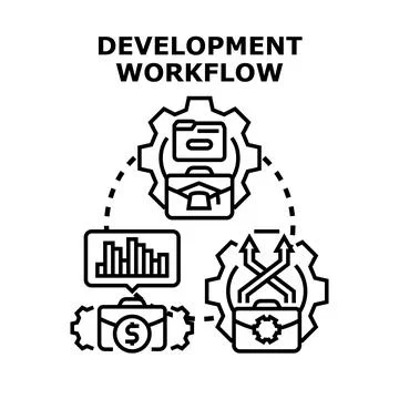 Development workflow process steps creating business growth Stock Illustration