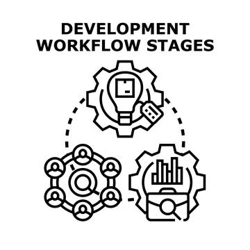 Development workflow stages process for project management Stock Illustration