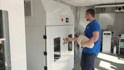 Development of a working, fixing mechanism for a new prosthesis in the workshop. Stockbeeldmateriaal 269371338