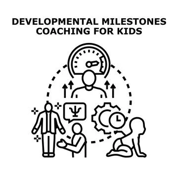 Developmental milestones coaching for kids concept illustration Stock Illustration