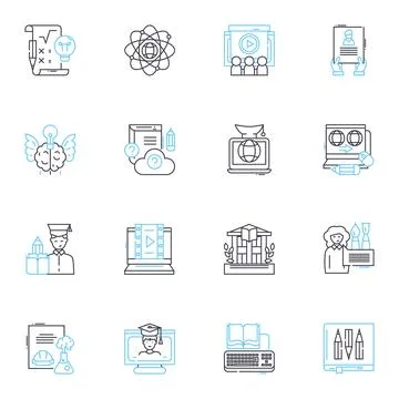 Developmental phase linear icons set. Infancy, Toddlerhood, Preschool, Early 스톡 일러스트