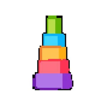Developmental stacking toy pixel art vector illustration Stock Illustration
