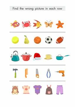 Developmental tasks for children 4-5 years old Instant download, printable, A Stock Illustration