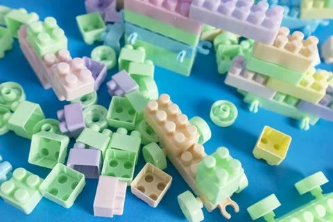 Developmental toy building block train set Stock Photos