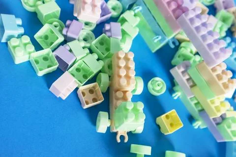 Developmental toy building block train set Stock Photos
