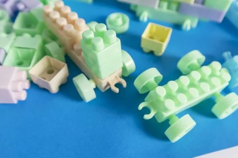 Developmental toy building block train set Stock Photos