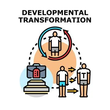 Developmental transformation concept with person changing career Stock Illustration