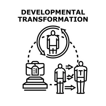 Developmental transformation concept with person changing career Stock Illustration