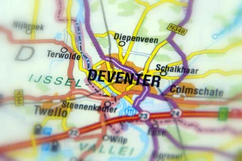 Deventer on a map Stock Photos