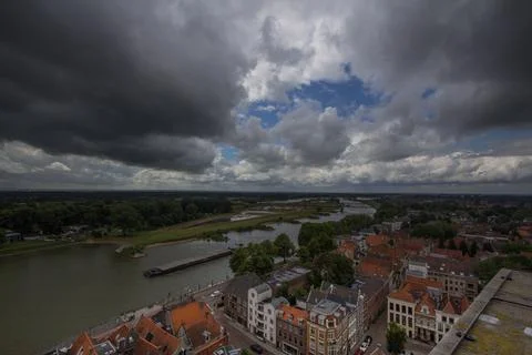 Deventer under a shower of hail Stock Photos