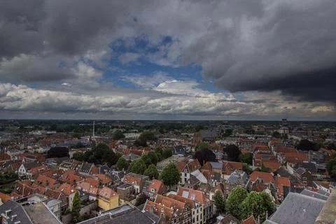 Deventer under a shower of hail Stock Photos