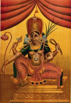Devi, in benign aspect. Chromolithograph after Ravi Varma, 18--. Stock-Illustration