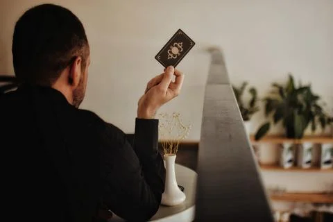 Deviant Moon Tarot Cards Spread in Hands Stock Photos