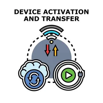 Device activation and data transfer concept linking technology Illustrazione stock