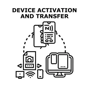 Device activation and data transfer between electronic gadgets 库存插图