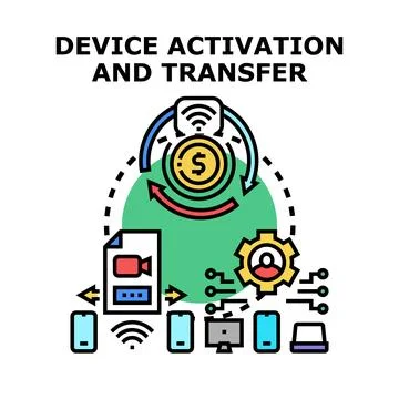 Device activation and data transfer concept Stock Illustration