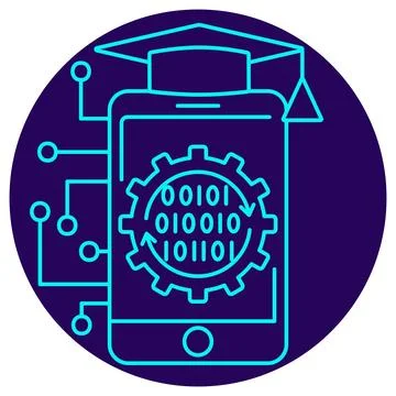 On-Device AI - Edge Computing icon. Vector thin line illustration イラスト素材