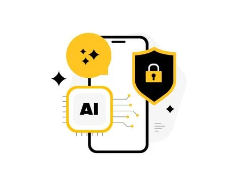 On-device AI processing concept - smartphone running private model locally Stock Illustration