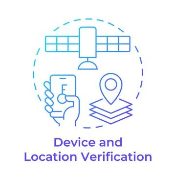 Device and location verification blue gradient concept icon Stock Illustration