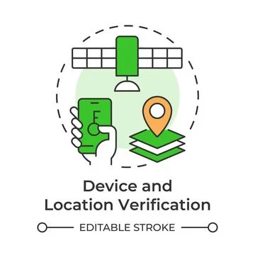 Device and location verification multi color concept icon Stock Illustration