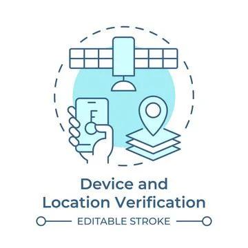 Device and location verification soft blue concept icon 스톡 일러스트