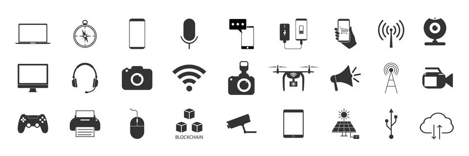 Device and technology icon set. Vector illustration. Stock Illustration