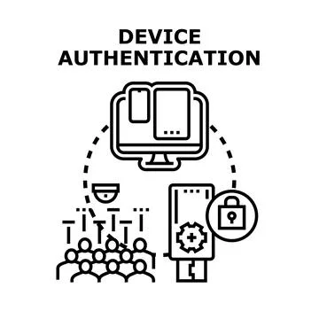 Device authentication cyber security concept illustration Stock Illustration