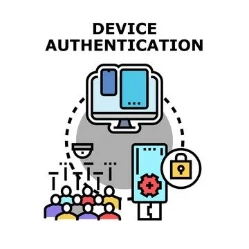 Device authentication cyber security concept illustration Stock Illustration