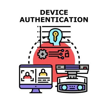 Device authentication illustrating secure digital access technology Stock Illustration