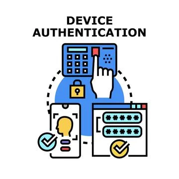 Device authentication methods ensuring secure access concept 스톡 일러스트