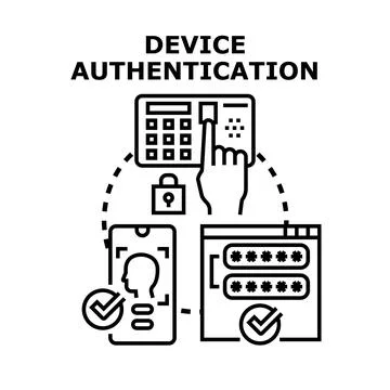 Device authentication methods ensuring secure access concept Stock Illustration